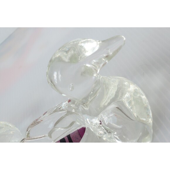 Vintage Lot Of 2  glass DUCK Personal ASHTRAY Pipe Holder Clear Trinket Dish 3" - Picture 12 of 12